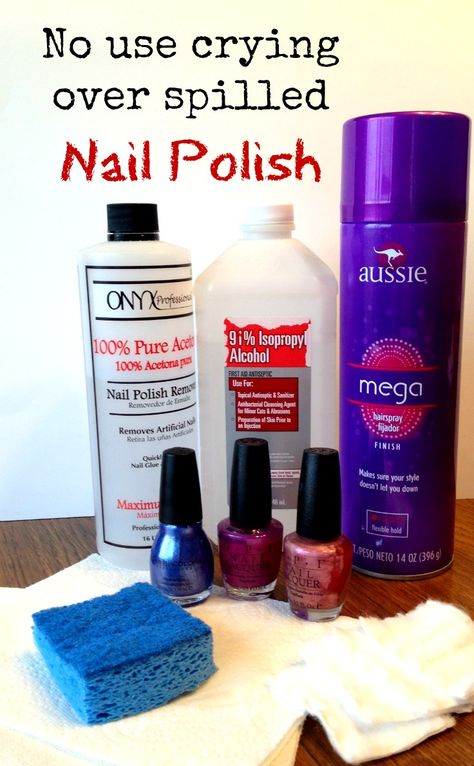 I never knew I could get rid of spilled nail polish this easily!  Easy ways to remove nail polish from the carpet, clothes and wood! Spilled Nail Polish, Nail Polish Spill, Remove Nail Polish, 1000 Lifehacks, Nail Room Ideas, Nail White, Polish Organization, Nail Polish Organizer, Fingernail Polish