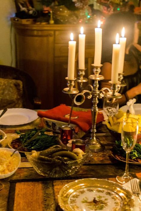 Traditional Russian food during a New Year's Eve Celebration in Russia. #travel #russia Russian New Year, Russian Party, Traditional Russian Food, Celebrating New Year, Candle Dipping, Candle Workshop, Winter Ball, Russian Food, Church Candles