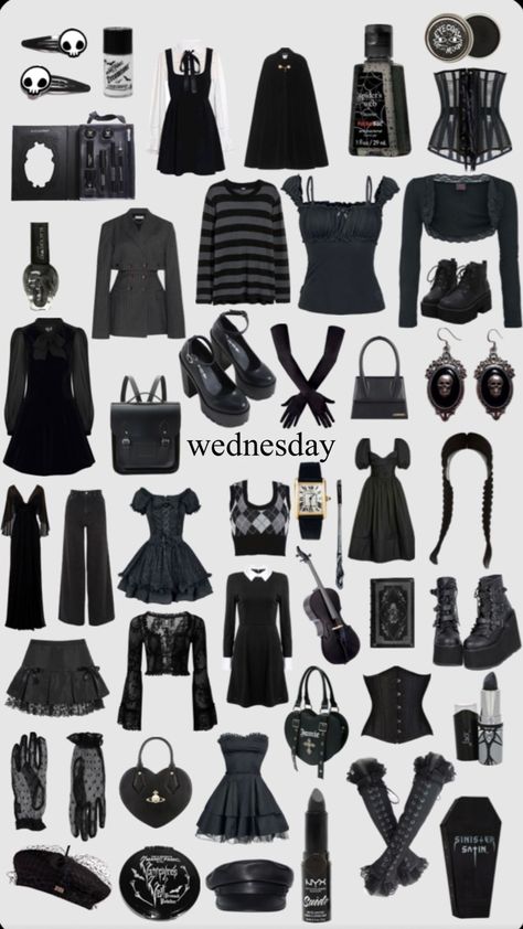 Witchy Aesthetic Outfit, Wednesday Outfit, Elegant Goth, Academia Aesthetic Outfit, Goth Women, Halloween Fashion, Alternative Outfits, Goth Outfits, Star Girl