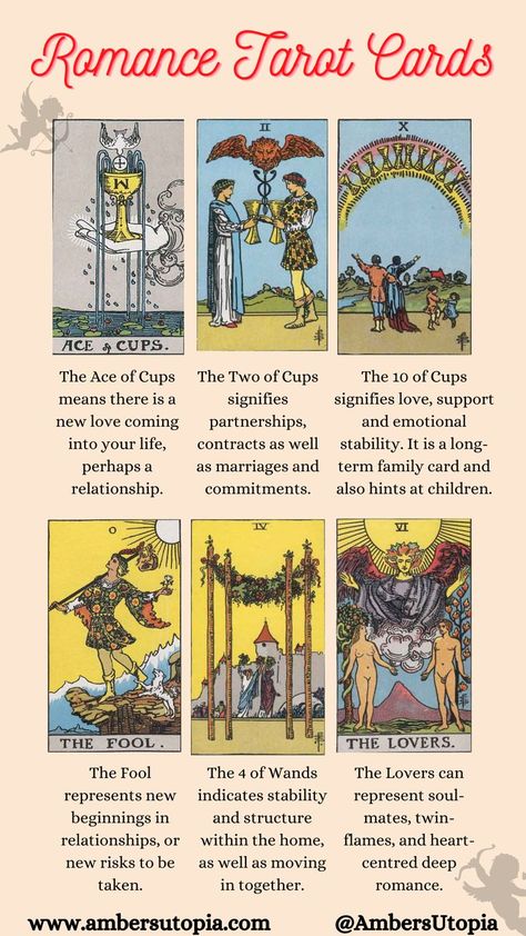 There are a lot of beautiful cards in the tarot that represent romance, relationships, love, soulmates, twin flames, the list goes on. Some cards are very obvious about this, but other cards tend to be more hidden among the 78 cards. Here is a list of tarot card meanings that I personally believe indicate situations or people is relationships, love, soulmates, and more.

#Love #Relationships #TarotLove Soulmate Tarot Cards, Tarot Cards For Relationships, Tarot Card Meanings In Love Reading, Tarot Card For Love, Soulmate Tarot Reading, Romance Tarot Cards, Love Tarot Meanings, Twin Flame Tarot Reading, List Of Tarot Card Meanings