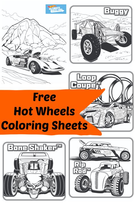 Free Print at Home Hot Wheels Coloring Sheets Hot Wheels Activity Sheet, Hot Wheel Activities, Hot Wheels Valentine, Free Printable Activity Sheets, Printable Activity Sheets, Bone Shaker, Hot Wheels Party, Valentine Coloring Pages, Free Printable Activities