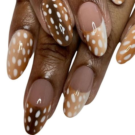 Short Polka Dot Nails, Sonny Angel Nails, Deer Nails, Brown Nail, November Nails, Colorful Nail, Her Nails, Really Cute Nails, Soft Nails