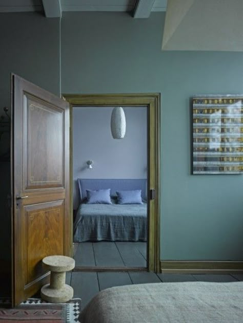 Minimalism Living, Wall Colours, Warm And Cool Colors, Interlaken, 아파트 인테리어, Paris Apartments, Blue Bedroom, Paint Colours, Blue Walls