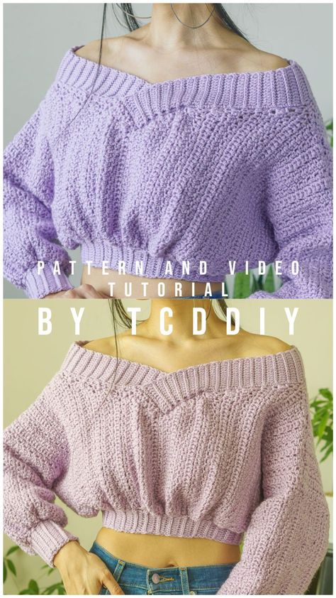 Sweater Tutorial, Jumper Pattern, Crochet Spring, Crop Pullover, Crochet Jumper, Jumper Patterns, Crochet Clothing And Accessories, Trendy Crochet, Crochet Things