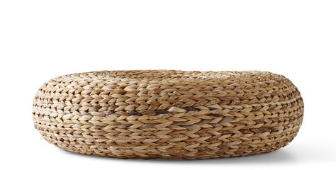 A footstool made from rattan and banana leaves Ikea Rattan, Ikea Garden, Swan Chair, Rattan Stool, Ikea Ireland, Boho Picnic, Rattan Armchair, Banana Leaves, Minimal Decor