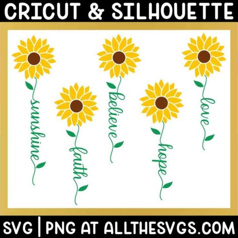 FREE Sunflower with Stem Words SVG File [No Sign Up to Download!] Sunflower Svg Free Cricut Vinyl, Iron On Vinyl Cricut Ideas, Cricut Sunflower, Sunflower Craft, Leaf Font, Free Cricut Images, Sunflower Crafts, Cricut Svg Files Free, Cricut Stencils