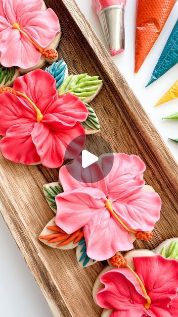 Madison Bagley on Instagram: "The hibiscus is probably one of my top requested flower tutorials🌺 ‌ I am using a 1062 curved gg craft petal tip! ‌ This cookie cutter is from @cookiecuttersbynori  𝘜𝘴𝘦 𝘮𝘺 𝘤𝘰𝘥𝘦 𝘽𝙐𝙎𝙔𝘽 𝘧𝘰𝘳 10% 𝘰𝘧𝘧 𝘢𝘵 𝘤𝘩𝘦𝘤𝘬𝘰𝘶𝘵 ‌ ‌ ‌ #summercookies #beachcookies #flowercookies #hibiscus #brightcookies #leafcookie #floralcookies #busybbakehouse #decoratedcookies #royalicing #sugarart #customcookies #sugarcookies #royalicingcookies #designercookies" Hibiscus Cookies Royal Icing, Hibiscus Cookies, Us Against The World, Floral Cookies, Cookie Techniques, Flower Sugar Cookies, Sea Cake, Beach Cookies, Best Apple Pie