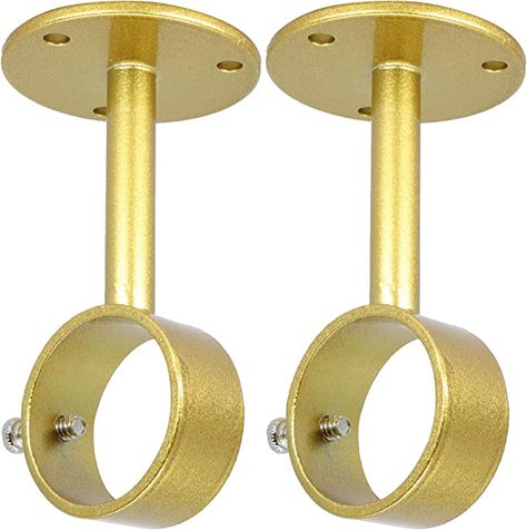 Amazon.com: Meriville Ceiling-Mounted or Wall-Mounted Curtain Rod Brackets, for up to 1 ¼” Diameter Drapery Rods, 2 PCs, Royal Gold : Home & Kitchen Ceiling Mounted Curtains, Ceiling Mount Curtain Rods, Ceiling Curtain Rod, Curtain Rods And Hardware, Curtain Rod Holders, Ceiling Curtains, Curtain Rod Hardware, Curtain Rod Brackets, Gold Curtains