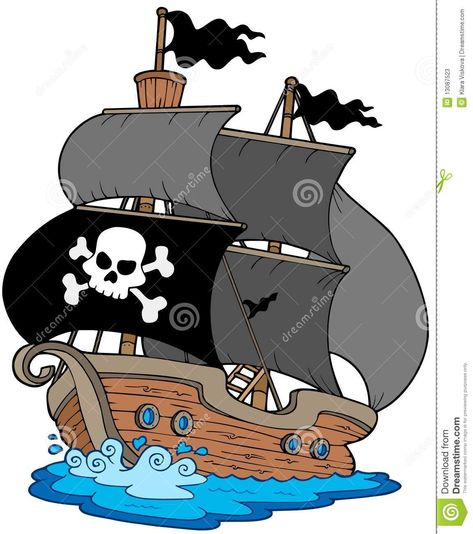 Photo about Pirate sailboat on white background - illustration. . Illustration of boat, ladder, objects - 13087523 Cartoon Pirate Ship, Pirate Clip Art, Pirate Quilt, Pirate Illustration, Pirate Pictures, Ship Silhouette, Boat Theme, Famous Pirates, Pirate Boats