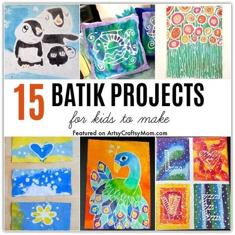 These Batik Art Projects for Kids will inspire you to learn more about the ancient Indonesian art form, while also creating your own custom art work! Batik Projects, Asian Art Projects, Batik Watercolor, Art And Crafts For Kids, Egypt Crafts, Dyeing Fabric, Cultural Crafts, Art Projects For Kids, Indonesian Art