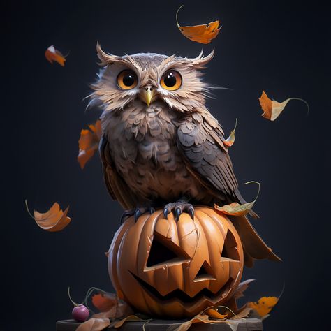 Halloween Owl Art, Artistic Drawings, Slip Trailing, Owl Pumpkin, Owl Halloween, Pumpkin Illustration, Halloween Wallpapers, Owl Tattoo Design, Owl Illustration