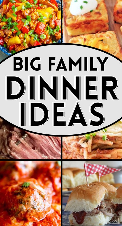 Big Family Dinner Ideas, Large Family Dinner Ideas, Easy Vacation Meals, Family Gathering Food, Family Reunion Food, Cheap Family Dinners, Big Family Meals, Cheap Family Meals, Big Family Dinner