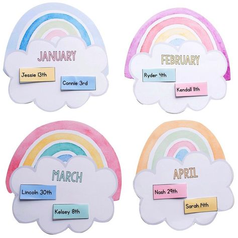 Rainbow Birthday Charts For Classroom, Childcare Birthday Display, Rainbow Birthday Classroom Display, Class Birthdays Display, Rainbow Birthday Wall Classroom, Rainbow Birthday Chart, Birthdays Classroom Display Ideas, Rainbow Birthday Board Classroom, Classroom Birthday Display Ideas