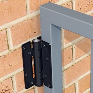 Kwik-Fit Hinges for Metal, Wood and Vinyl Gates  - HOOVER FENCE COMPANY Gate Hinges Ideas, Metal Gate Door, Decorative Metal Sheets, Patio Gates, Pop Up Tent Trailer, Vinyl Gates, Decorative Metal Screen, Metal Garden Gates, Gate Decoration