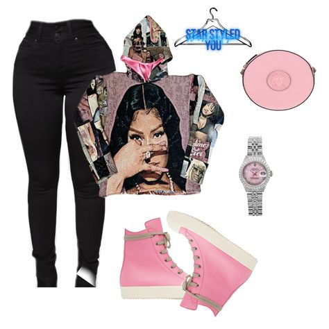 pink nicki minaj look for the girlys x @_starstyledyou Nicki Minaj Tapestry, Baddie Rick Owens Outfit, Pink Rick Owens Outfit Ideas, Outfits With Pink Rick Owens, Pink Rick Owens Shoes Outfit, Tapestry Hoodie Outfit Black Women, Tapestry Outfit Ideas, Pink Rick Owens Outfit Black Women, Pink Rick Owens Outfit