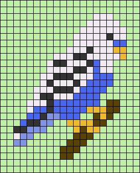 Budgie Pixel Art, Bird Alpha Pattern, Budgie Parakeet, Chicken Scratch Embroidery, Easy Perler Beads Ideas, Graph Crochet, Easy Pixel Art, Pixel Drawing, Hama Beads Patterns