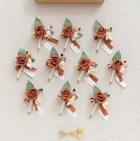 10pcs Groomsmen Boutonniere These artificial flowers come in a beautiful fall-inspired terracotta orange hue, adding a warm, rustic charm to your event. PRODUCT LINK IN BIO #boutonniere #boutonniereset #groomsmen #groomsmengifts #groomsmengiftsideas #giftstore #groomsmenproposal #groomsmenproposalgiftbox #allmymoneygoeshere Groomsmen Boutonniere, Groomsmen Proposal, Gift Store, Autumn Inspiration, Groomsman Gifts, Boutonniere, Rustic Charm, Artificial Flowers, Link In Bio