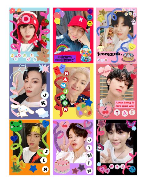 #freetoedit #kpop #bts #namjoon #seokjin #yoongi #hoseok #jimin #taehyung #jungkook #bangtan #polcos #polaroids #cute #kidcore #softcore my edits!!! Polaroid Bts, Bts Tickets, Photo Polaroid, Bts Polaroid, Kpop Diy, Pop Stickers, Bts Namjoon, Jimin Taehyung, Taehyung Jungkook