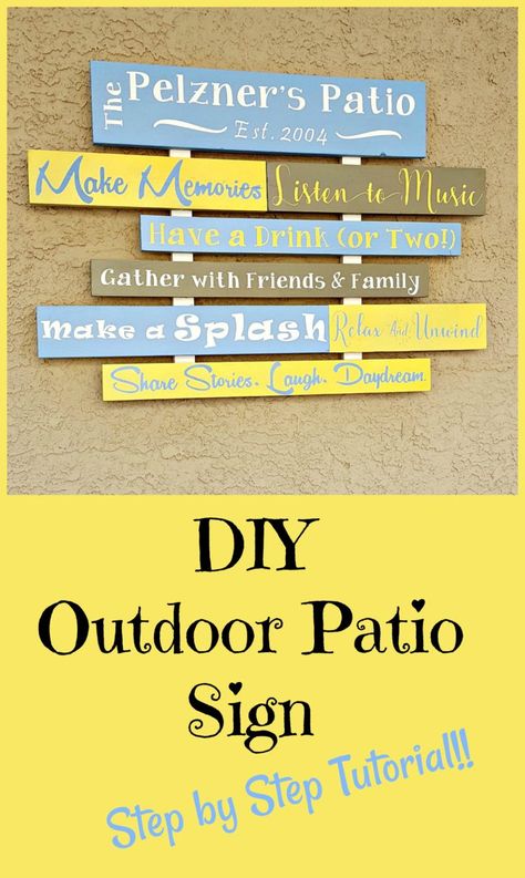 how to make wooden signs with quotes Diy Patio Signs, Patio Signs Diy Quotes, Porch Rules Sign, Wooden Signs With Quotes, Backyard Signs, Patio Signs, Diy Quotes, Crafts For Teens To Make, Diy Swimming Pool