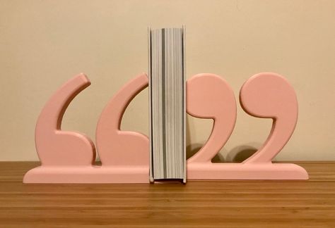 Quotation Marks 3D Printed lightweight Decorative Bookends | Etsy Ceramic Book Ends Diy, Clay Bookends, Ceramic Book Ends, Diy Bookends, Decorative Bookends, Cerámica Ideas, Clay Crafts Air Dry, Sculpture Ideas, Book Ends