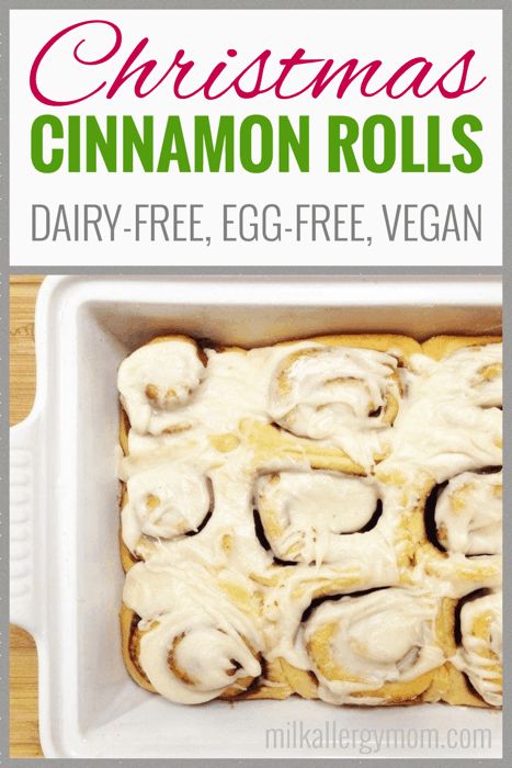 Dairy-Free & Egg-Free Vegan Christmas Cinnamon Rolls. No kneading, no bread machine. Just use your Kitchen Aid Mixer!  Make ahead on Christmas Eve. Milk Allergy Mom, Milk Allergy, Egg Free Recipes, Carbohydrates Food, Dairy Free Eggs, Eating Eggs, Allergy Free Recipes, Egg Diet, Allergy Friendly Recipes