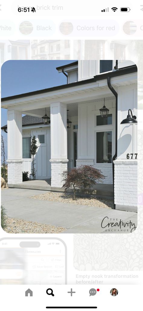 Farmhouse Style Lighting, Farmhouse Exterior Design, Building A Porch, Porch Columns, Modern Farmhouse Exterior, Casa Exterior, House With Porch, White Farmhouse, White Brick