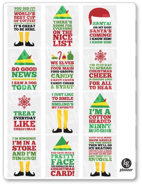 Elf Movie Quotes Elf Themed Christmas Party, Buddy The Elf Quotes, Elf Movie Quotes, Elf Quotes, Elf Christmas Decorations, Elf Movie, Type Art, Wrap Ideas, Diy Ornaments