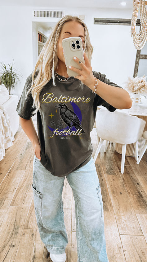 womens shirt retro baltimore ravens fashion shirt baltimore ravens outfit baltimore football ravens pepper comfort colors shirt ravens pepper tee ravens tee ravens game day Ravens Outfit, Raven Outfits, Nfl Ravens, Ravens Fan, Nfl Fans, Nfl Sports, Womens Shirt, Baltimore Ravens, Ravens