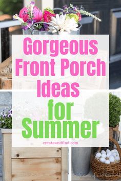 Summer front porch decorating ideas you'll love. DIY's, decor, flowers, cozy seating and more will give you a porch you'll never want to leave! #frontporchdecor #homedecor #porchesandpatios Summer Front Porch Ideas, Front Porch Decorating Ideas, Front Porch Flowers, Summer Porch Decor, Spring Porch Decor, Porch Flowers, Porch Colors, Porch Decorating Ideas, Summer Front Porches