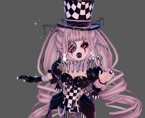 Black And White Outfit Royale High, Royale High Black And White Outfits, Black And White Royale High, Black And White Royale High Outfits, Royale High Outfits Ideas Halloween, Incognito Royale High, Rh Hat Combos, Royalween Outfit Ideas, Clown Royale High