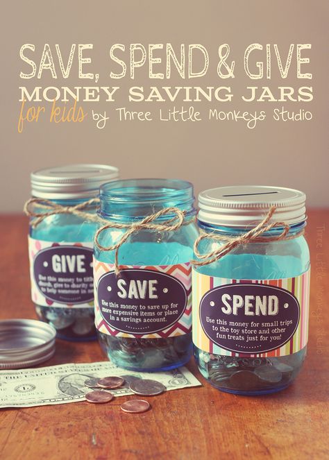 Money Saving Challenges - Save, Spend & Give Jars for Kids Money Saving Jar, Savings Jar, Money Jars, Kids Money, Money Saving Challenge, Saving Ideas, Little Monkeys, Ways To Save Money, Money Saving