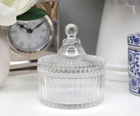 Homewares & Home Decor Online Plate Service, Flower Arranging Tutorial, Trinket Jar, Ginger Jar Lamp, Bathroom Decor Luxury, Picture Frame Shop, French Home Decor, Cotton Balls, Ribbed Glass