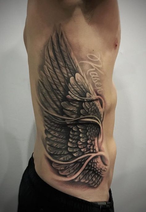 Wing side tattoo - 35 Breathtaking Wings Tattoo Designs  <3 <3 Angle Wing Tattoos, Wing Tattoos On Wrist, Christian Cross Tattoos, Wings Tattoo Meaning, Human Wings, Wing Tattoos On Back, Wing Tattoo Men, Wing Tattoo Designs, Girl Back Tattoos