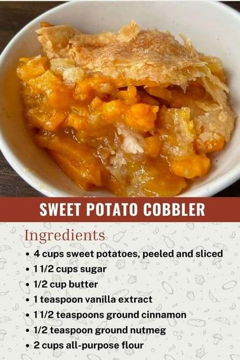 Sweet Potato Cobbler Easy, Sweet Potato Cobbler Recipe, Sweet Potato Cobbler Old Fashioned, Black Folks Sweet Potato Pie Recipe, Coconut Sweet Potato Pie, Sweet Potato Pie Recipe Easy, Sweet Potato Cobbler, My Heavenly Recipes, Heavenly Recipes