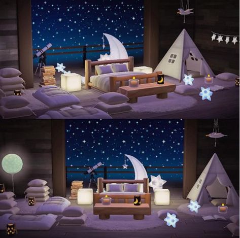 Dreamland Ideas, Celestial Room, Aesthetic Apps Games, House Star, Star Night, Happy Home Designer, Animal Crossing Wild World, Gaming Decor, Island Design