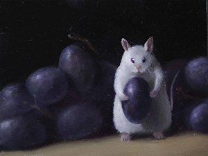 my grape 4x5 by stuart dunkel Oil ~ x Mouse Paint, Palm Desert California, Mouse Art, Food Painting, Palm Desert, Cute Mouse, Cat Painting, Art Inspiration Drawing, Funny Art