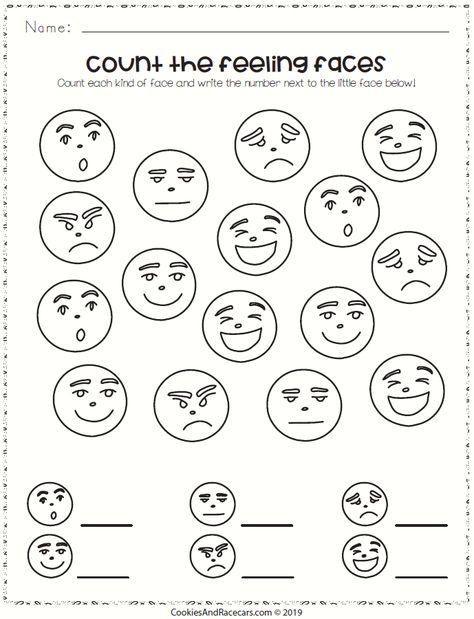 Count the feeling faces and write the number! This worksheet does double duty teaching emotions AND counting! Working with preschoolers who need to learn about feelings? Or kindergarteners who need to review counting? This worksheet pack covers all the bases! Free worksheet pack all about emotions and basic skills. Emotions Math Preschool, Feelings Math Activities Preschool, Emotions Worksheets For Preschool, Emotion Math Activities Preschool, Crafts About Feelings For Preschoolers, Feelings And Emotions Activities Kindergarten, Emotions Math Activities Preschool, My Emotions Preschool Activities, Feelings Worksheet Preschool