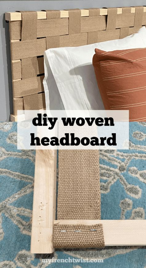 easy diy woven headboard - My French Twist Diy Rope Headboard, Diy Headboard Ideas Easy Cheap, Simple Diy Headboard, Weave Headboard, Dyi Headboards, Diy Headboard Ideas Easy, Handmade Headboard, Natural Headboard, Woven Headboard