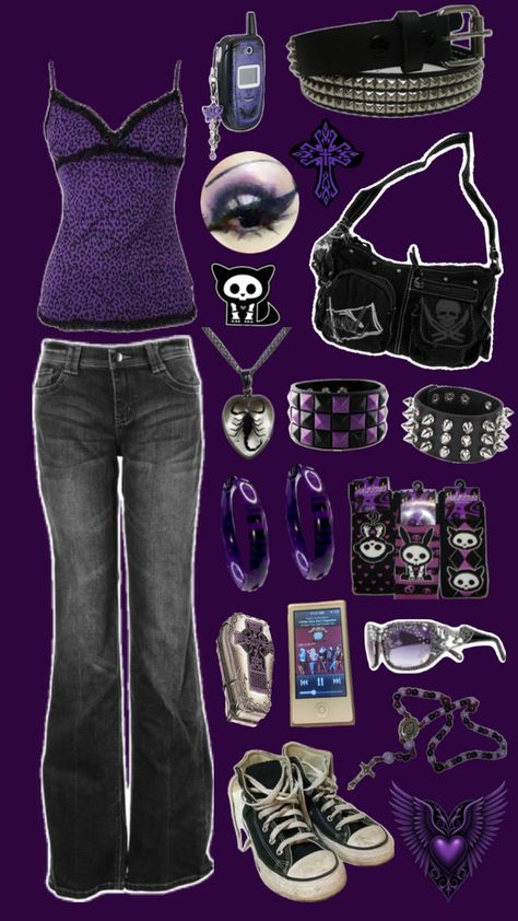 Emo Fits, Trashy Outfits, Scene Outfits, Alt Outfits, Downtown Outfits, Purple Outfits, Emo Outfits, Grunge Goth, Cool Fits