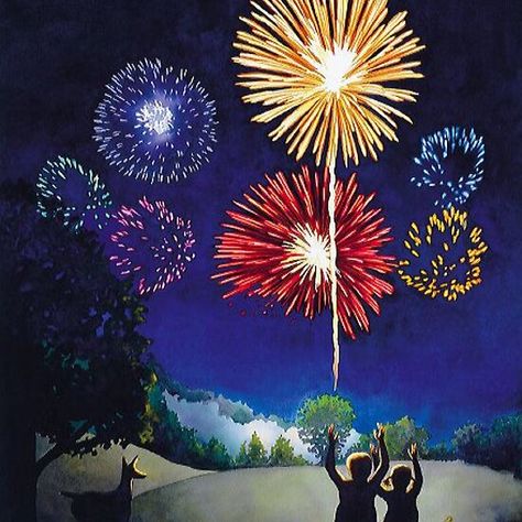 "Silver Meadows" Fireworks Fire Work, Paul Jackson, Fire Works, Holiday Art, Scenic Landscape, Drawing Art, Art Education, Oil Pastel, Love Art