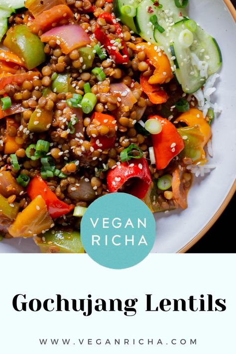 Lentil Stir Fry Recipes, Gochujang Vegan, Korean Lentils, Vegan Korean Food, Vegan Entree Recipes, Gochujang Recipe, 2024 Meals, Witch's Kitchen, Meatless Mains