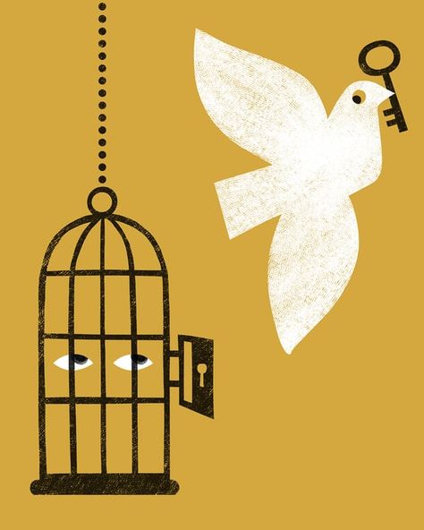 Illustration of bird outside cage Cage Illustration, Difficult Marriage, Faith In Yourself, Swallow Bird, Have Faith In Yourself, Birds Tattoo, Have Faith, Take Time, Bird Cage