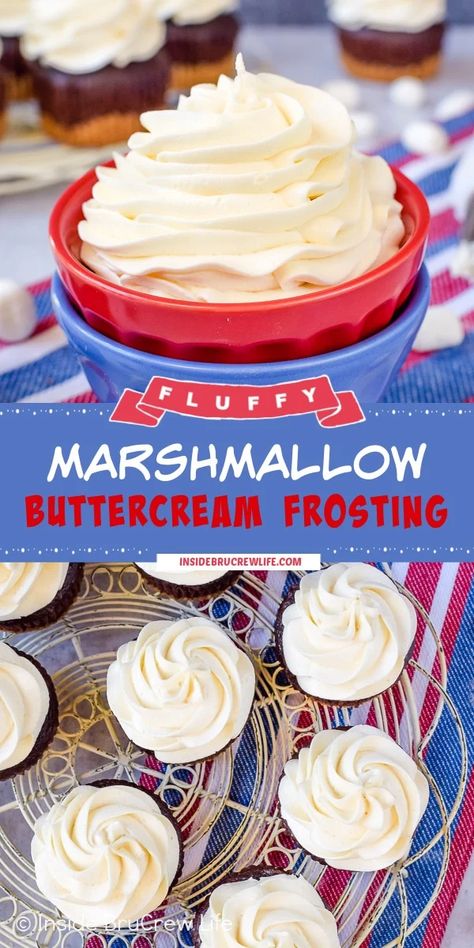 Marshmallow Buttercream Frosting, Cookies Frosting, Marshmallow Fluff Frosting, Homemade Frosting Recipes, Marshmallow Fluff Recipes, Homemade Buttercream, Best Buttercream Frosting, Marshmallow Buttercream, Homemade Buttercream Frosting