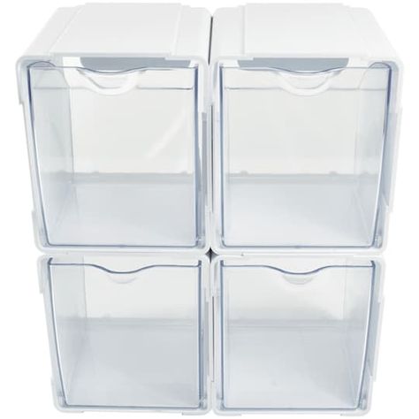 Get the Deflecto® Clear Tilt Bin Interlocking Storage Organizer, 4ct. at Michaels. com. The ultimate in versatility, Deflecto’s Interlocking Tilt Bins use a dovetail design to connect individual bins vertically or horizontally. This pack of 4 Interlocking Deflecto Tilt Bins from Deflecto is ideal for organizing and grouping small supplies. Use these storage containers in craft rooms, as garage organizers, or in kitchens, basements, laundry rooms and more. Clear plastic storage bins let you easil Plastic Stackable Bins, Clear Storage Bins, Office Supplies Desk Accessories, Storage Bins Organization, Clear Bins, Stackable Bins, Boutique Wholesale, Plastic Storage Bins, Craft Rooms