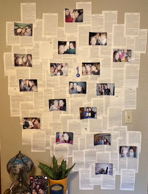 My granddaughter is becoming so creative, this is her wall of friends and I absolutely love it! Friends Collage, Book Wall Art, Book Wall, So Creative, Friend Photos, Wall Collage, Dorm Room, Love It, Photo Wall