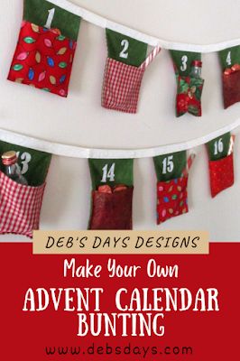 Christmas Bunting Ideas, Advent Calendar Pattern, Garland Tutorial, Fabric Advent Calendar, Christmas Advent Calendar Diy, Christmas Sewing Projects, Holiday Sewing, Holiday Countdown, Fabric Christmas Trees