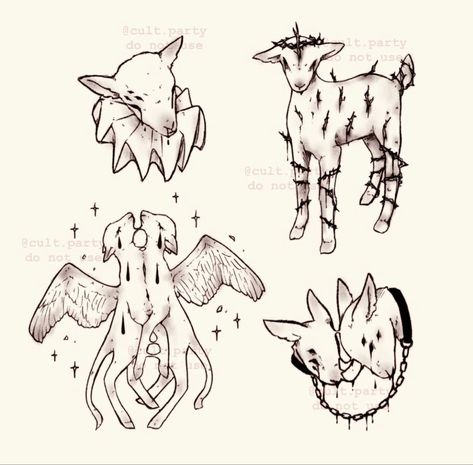 Trippy Animal Tattoo, Goat Tattoos, Drawing Gifts, Sacrificial Lamb, Party Tattoo, Clothing Prints, Funky Tattoos, Scary Tattoos, Cute Little Tattoos