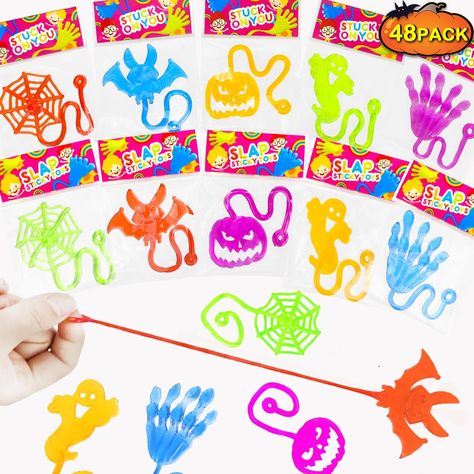 Halloween Treats Goodie Bags Stuffer Fillers for Kids(48 PCS),Bulk Halloween Sticky Hands Toys Gifts Halloween Treats Non Candy, Kids Party Goodie Bags, Kids Halloween Birthday Party, Halloween Birthday Party Decorations, Sticky Hands, Birthday Pinata, School Halloween Party, Halloween Goodie Bags, Birthday Basket