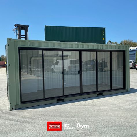 A 20 ft High Cube Shipping Container turned into a home gym. All you need is sliding doors, air conditioning, electrics and lighting installed. Another usable space created! #morethancontainers #containertraders #homegym #containergym #backyardgym #shipping_containers #modifiedcontainers Gym Container Ideas, Shipping Container Gym Ideas, Shipping Container Gym, Container Gym, Container Structure, Shipping Container Store, Container Business, Shipping Container Sheds, Box Park