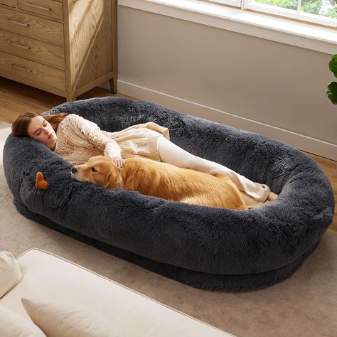 PRICES MAY VARY. Cushioned Bolster for Cozy Comfort: Discover absolute comfort with our upgraded human dog bed, featuring a cushioned bolster design that resists collapsing. Filled with chopped foam, it offers superb head and neck support, ensuring peaceful rest. Non-slip rubber dots on the base add stability, making it perfect for any room. Versatile and Spacious Relaxation: Our human dog bed is a relaxation haven, ideal for unwinding after a long day. Its spacious design is perfect for cuddlin Dog Bed For People, Giant Dog Bed, Giant Dog Beds, Big Dog Beds, Human Dog Bed, Human Dog, Work Space Decor, Giant Dogs, Cool Dog Beds